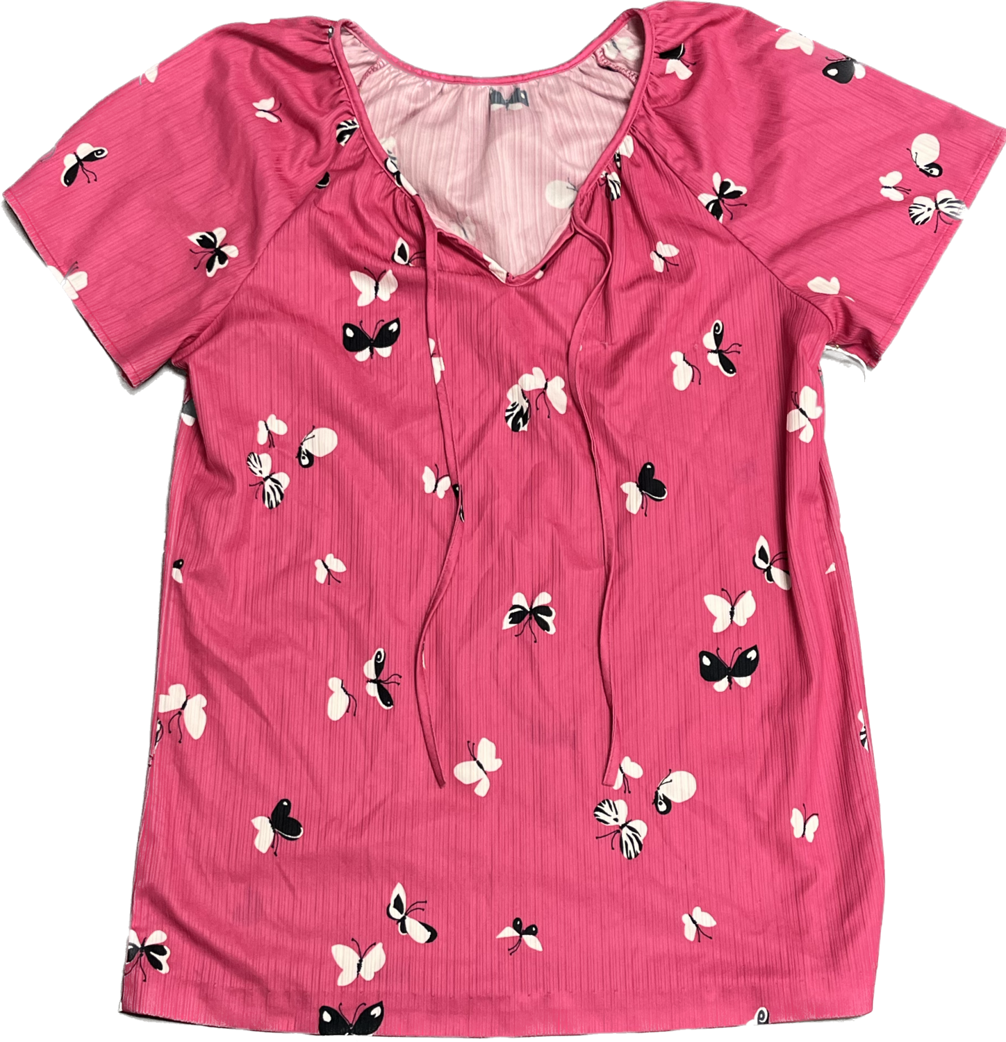 PINK BUTTERFLY SHORT SLEEVE TOP