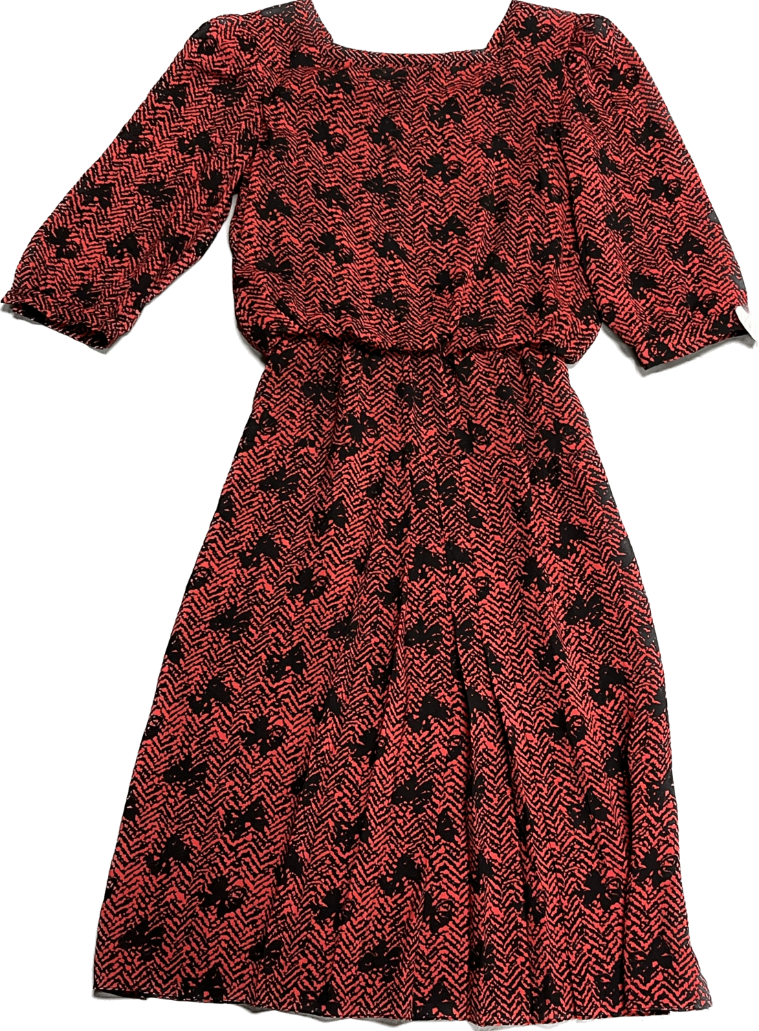 ALISON PETERS RED AND BLACK RIBBON DRESS