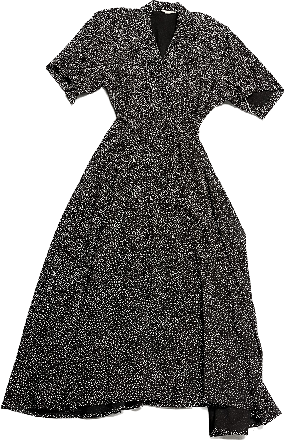 ST. AUGUST BLACK AND WHITE POLKA DOT WRAP SHORT SLEEVE DRESS