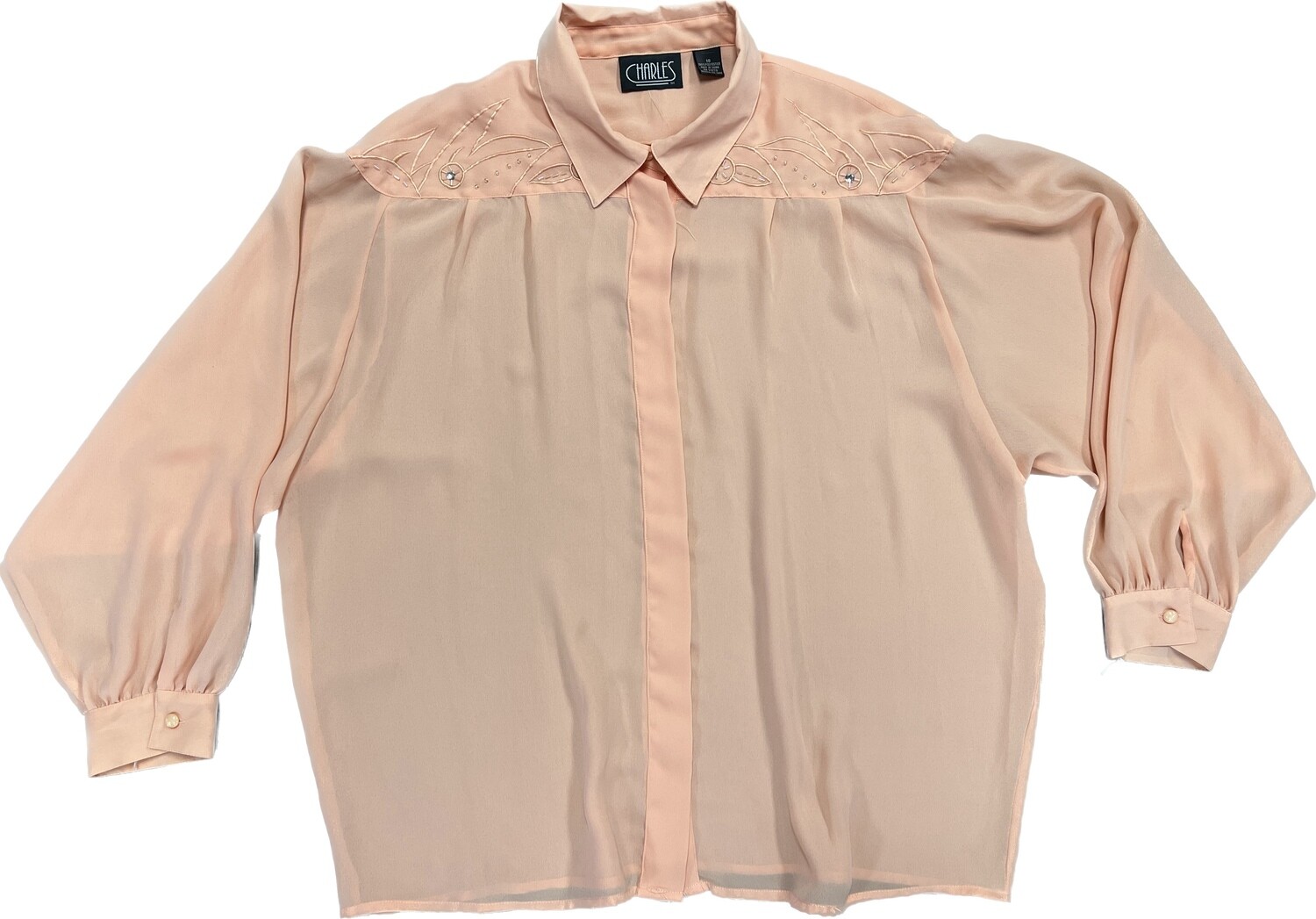CHARLES PEACH BEADED LONGSLEEVE BLOUSE