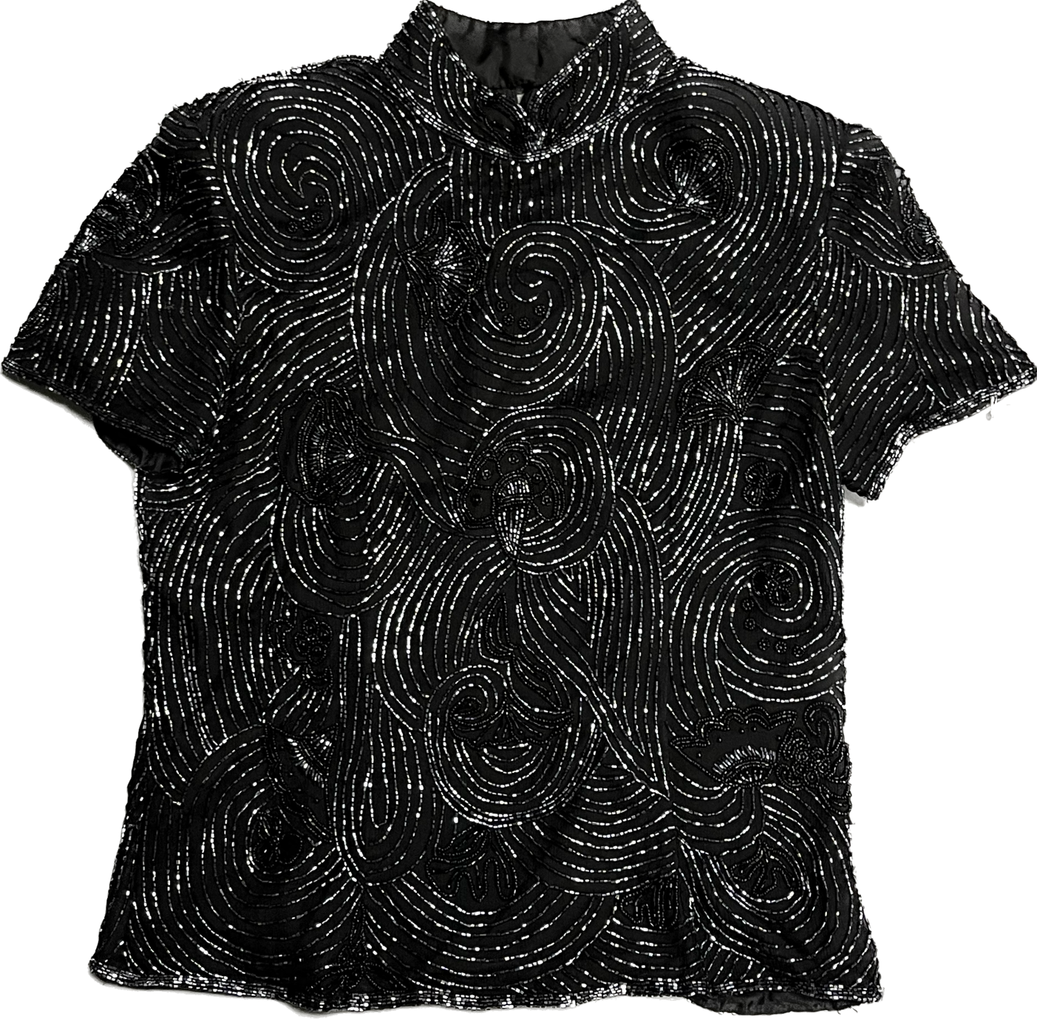 PAPELL BOUTIQUE EVENING BLACK BEADED FORMAL TOP