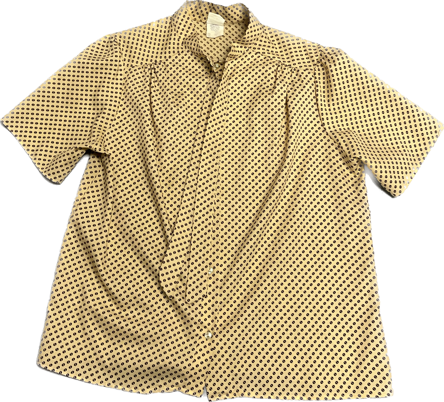 PRETTY TOPS BEIGE/BROWN PATTERN SHORT SLEEVE BUTTON DOWN TOP
