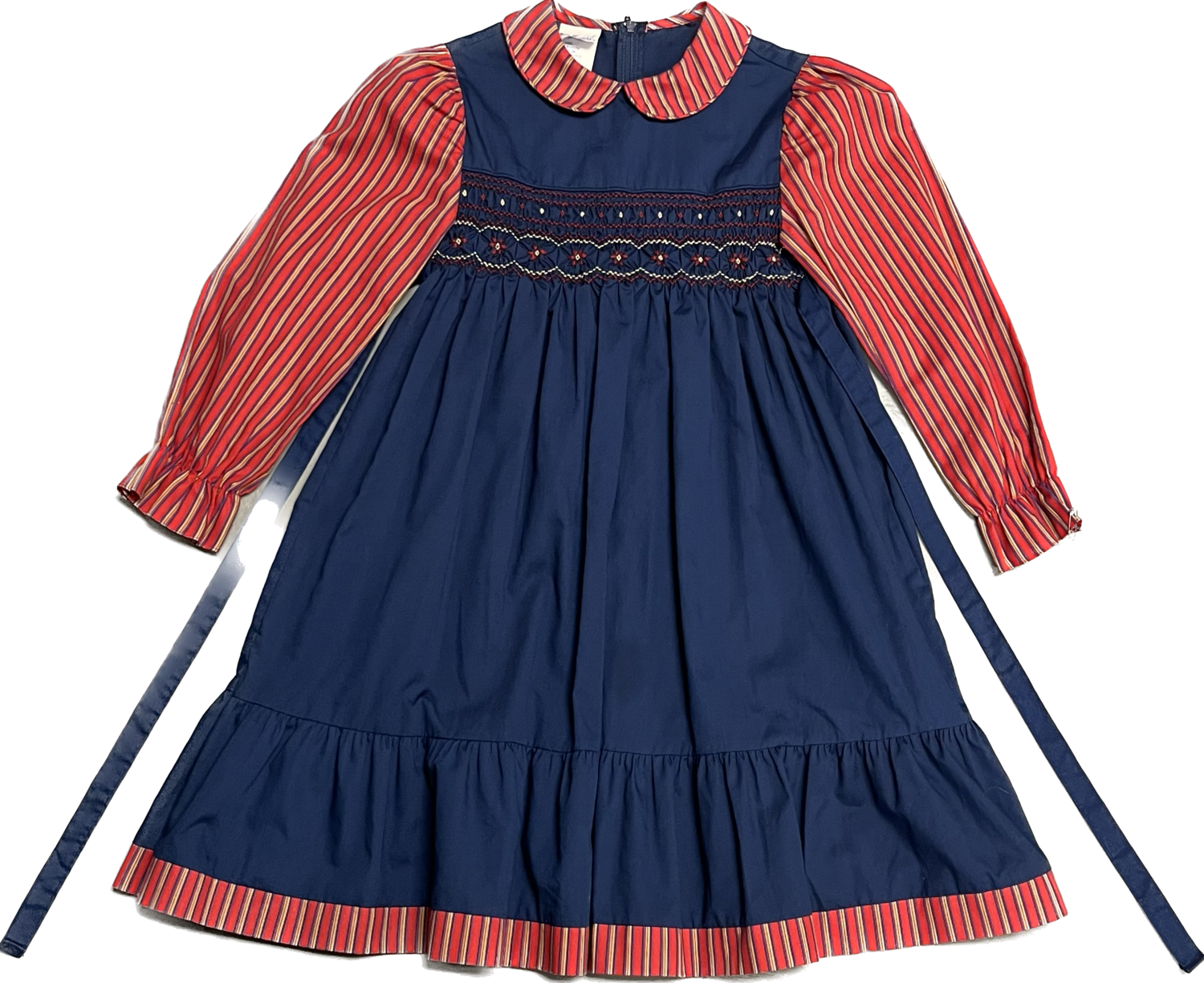POLLY FLINDERS GIRLS LONG STRIPED SLEEVE DRESS