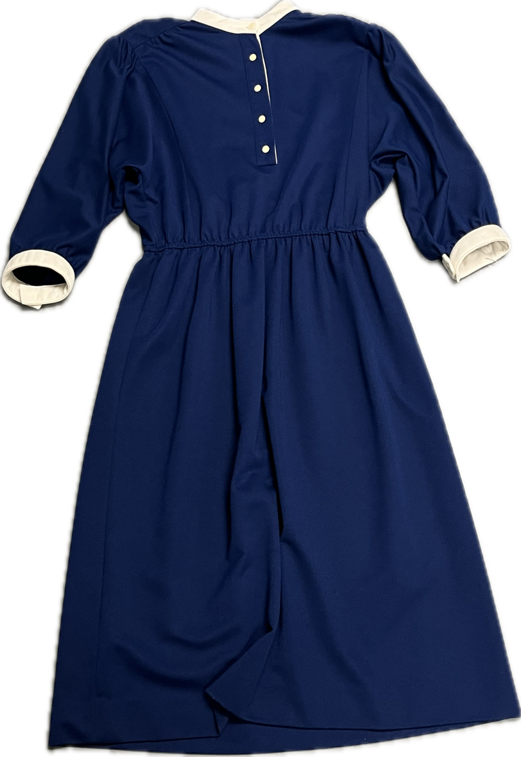 LESLIE FAY NAVY BLUE BUTTON DOWN LONG SLEEVE DRESS