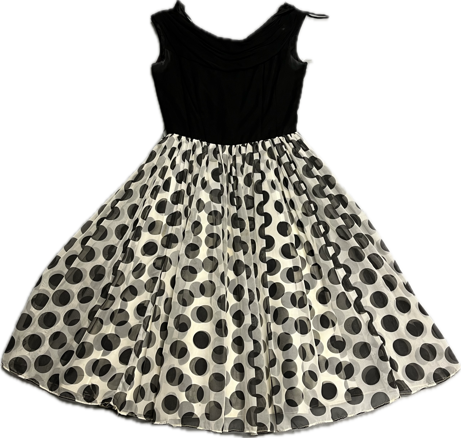 60s STYLE POLKA DOT BLACK AND WHITE DRESS