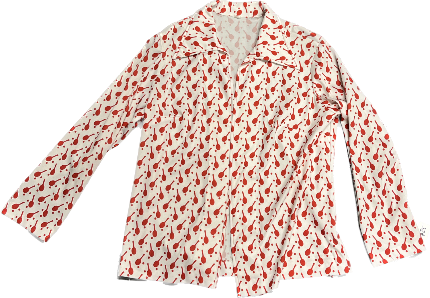 SPORTY PATTERN RED AND WHITE COLLARED TOP