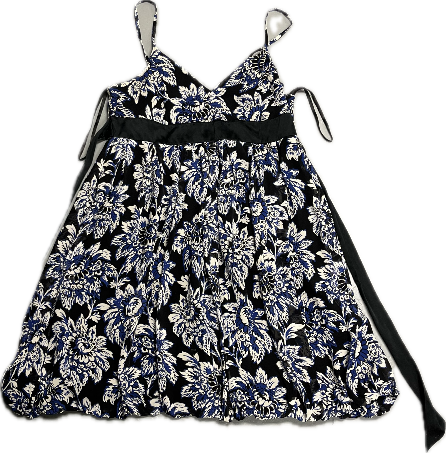 INTERNATIONAL CONCEPTS SPAGHETTI STRAP BLACK AND BLUE FLORAL DRESS