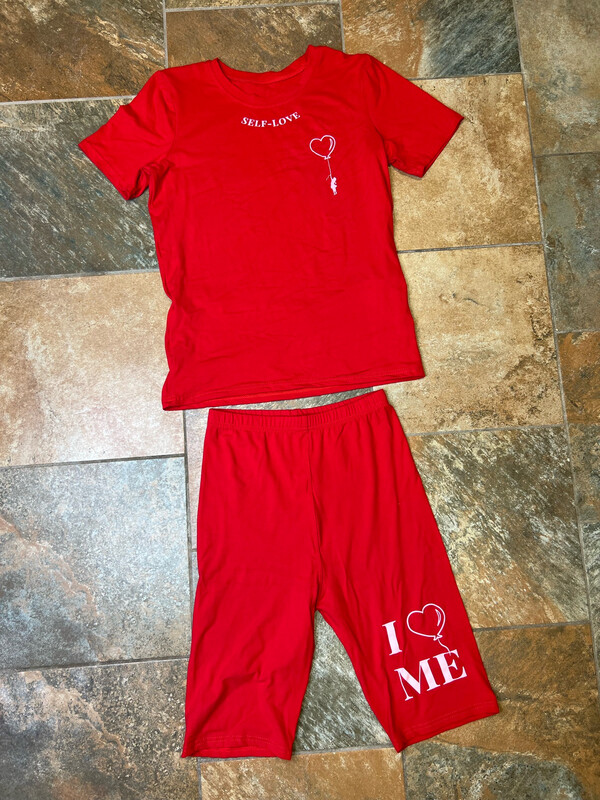 I Heart Me 2pc Biker Short Set
