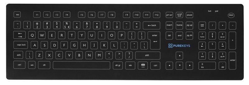 PUREKEYS KEYBOARD ONLY - WIRELESS - FULL SIZE BLACK
