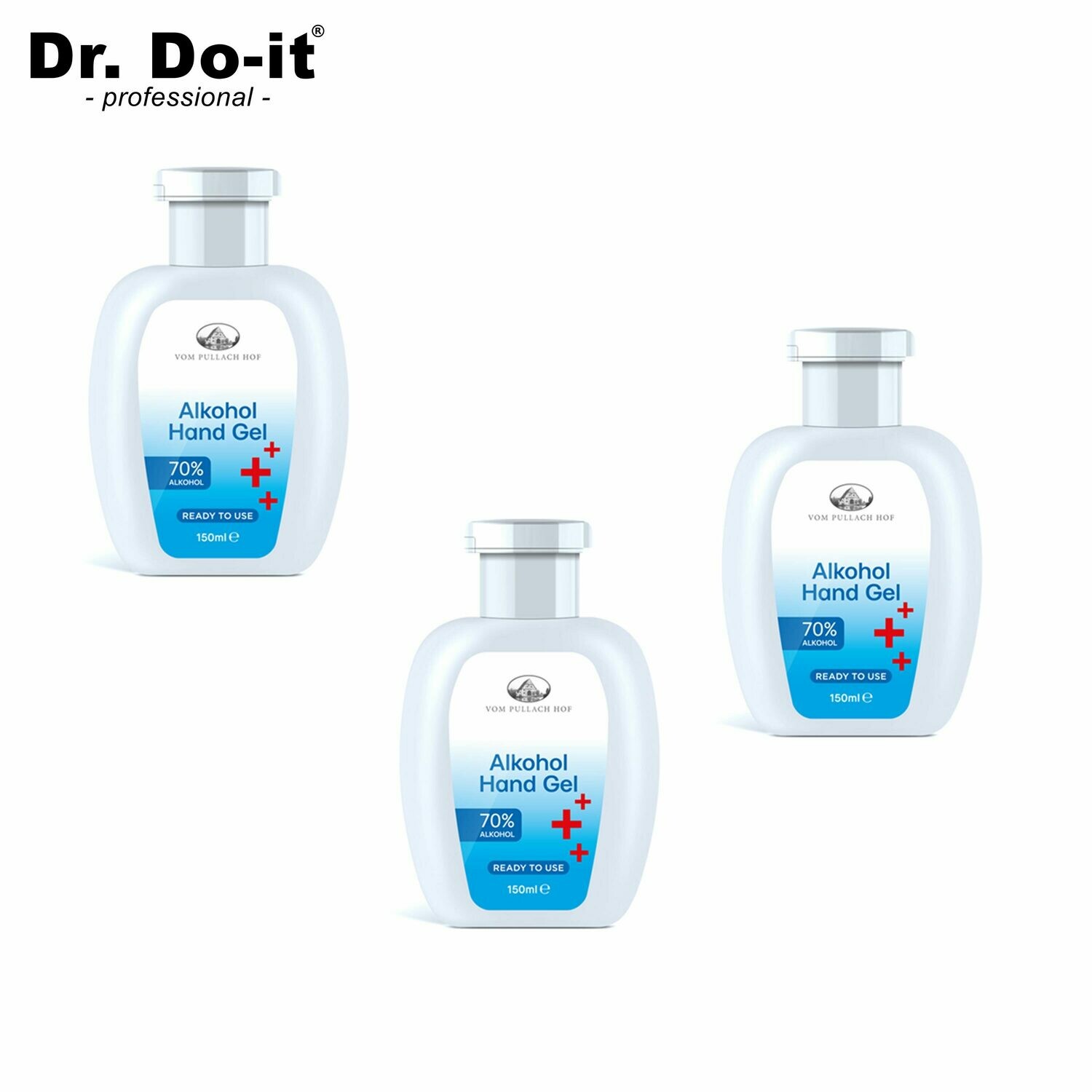 Desinfizierendes Alkohol-Handgel vom Pullach Hof, 150ml im 3er Pack