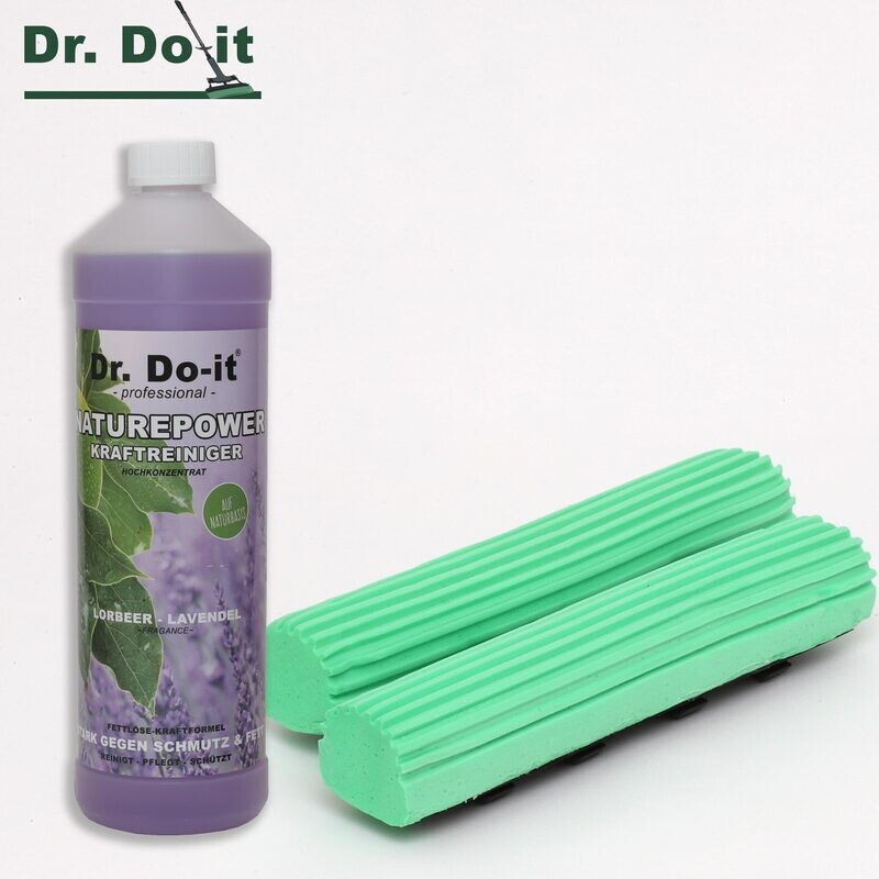 Dr. Do It Klassik Wischer - Ersatzschwamm (gruen, 2er Pack) &amp; 1 Reiniger