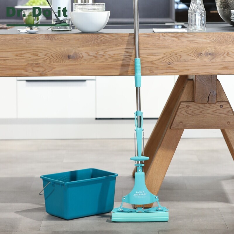 Dr. Do It Clean &amp; Dry Wischer mit 2 Ersatzschwämmen &amp; Eimer