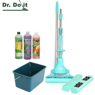 OSTER-AKTION 2 - Dr. Do It Clean & Dry Wischer mit 2 Ersatzschwämmen & Eimer + 1 von 3 Reinigern als 1L GRATIS dazu!