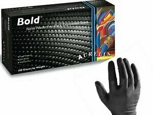 Bold (100 GLOVES) Heavy Duty Black Nitrile Disposable Gloves
