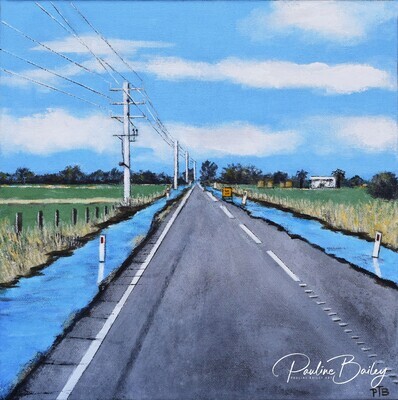 Original painting - Floodwater (Road to Tinamba). * On display at Segue Gallery, Stratford until June 29