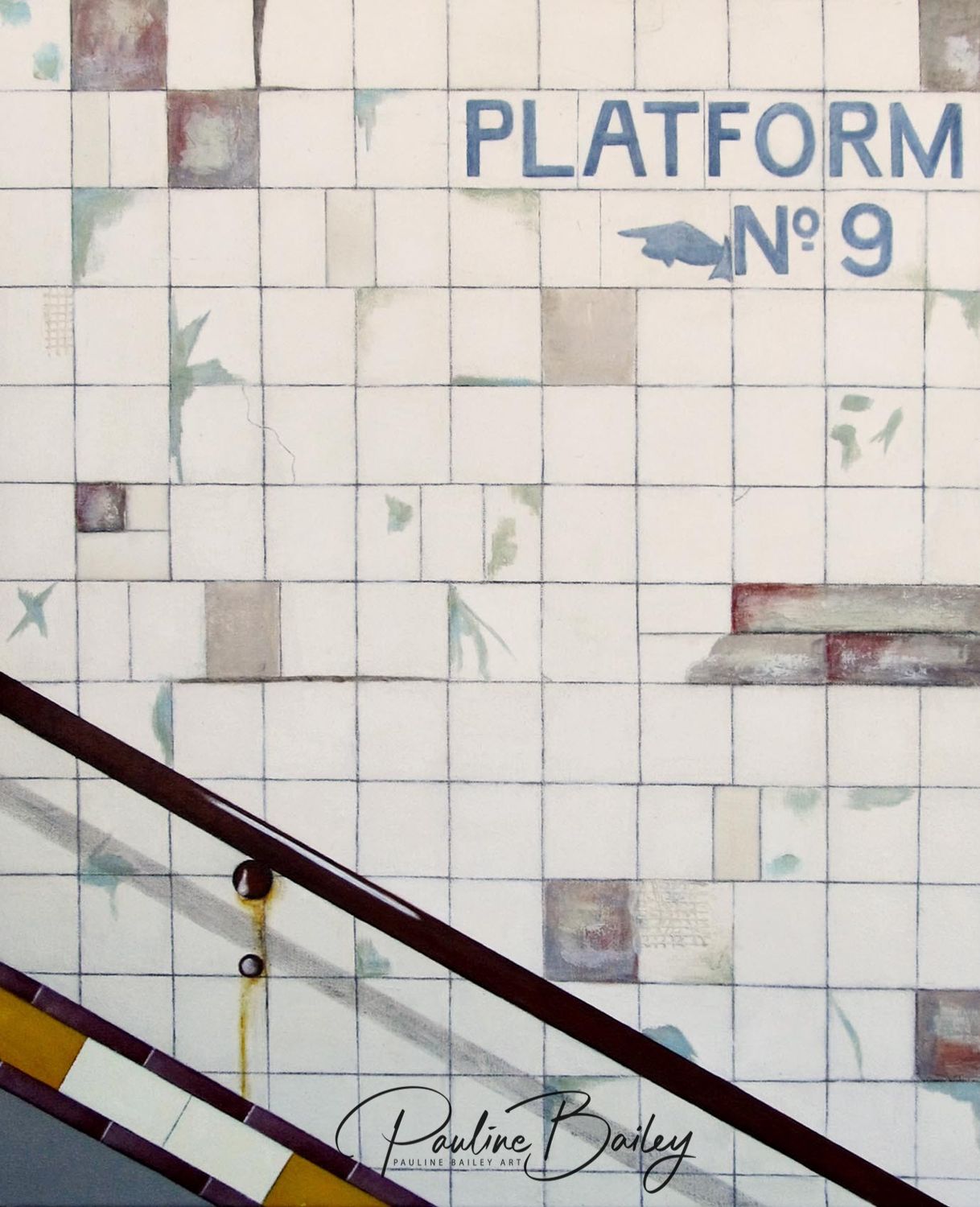 Tea Towel - Subway Platform 9. Organic Cotton, 50 x 65cm