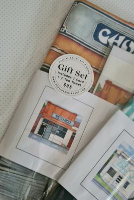 Tea Towel and Card Gift Set. Chopsticks, Maffra