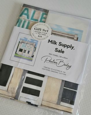 Tea Towel and Card Gift Set. Milk Supply, Sale