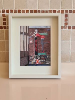 Framed Canvas Print - Cherry Lane. Print size 14 x 18cm, frame size 21.5 x 27cm