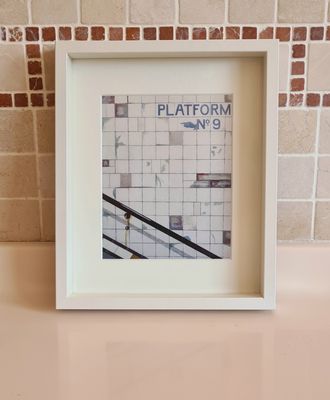 Framed Canvas Print - Subway Platform 9. Print size 14 x 18cm, frame size 21.5 x 27cm