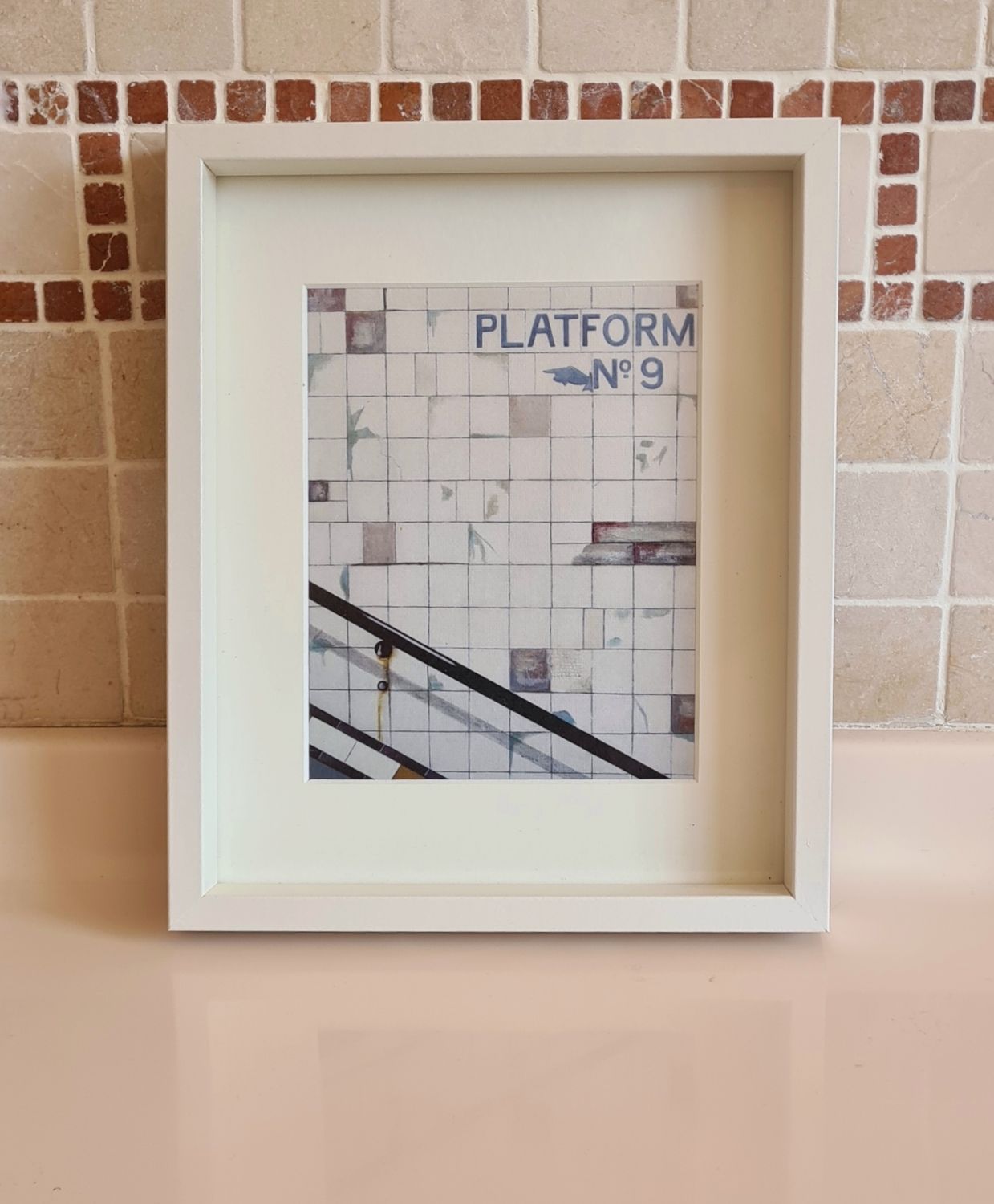 Framed Canvas Print - Subway Platform 9. Print size 14 x 18cm, frame size 21.5 x 27cm