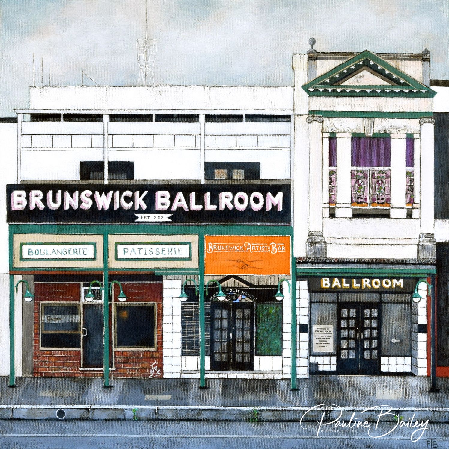 Tea Towel - Brunswick Ballroom. Organic Cotton, 50 x 65cm