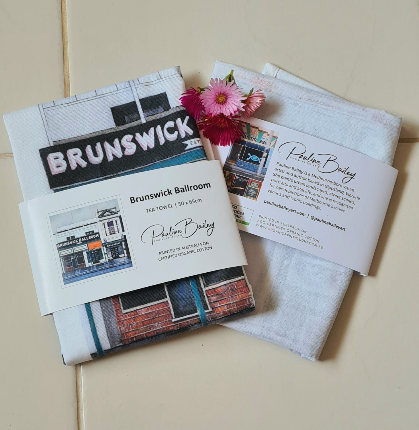 Tea Towel - Brunswick Ballroom. Organic Cotton, 50 x 65cm