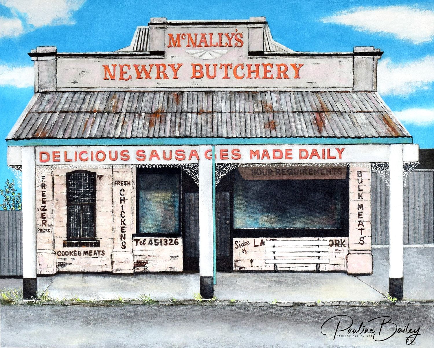 Original painting - McNally&#39;s Butchery, Newry