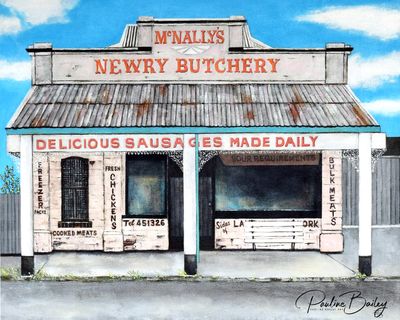 Original painting - McNally&#39;s Butchery, Newry