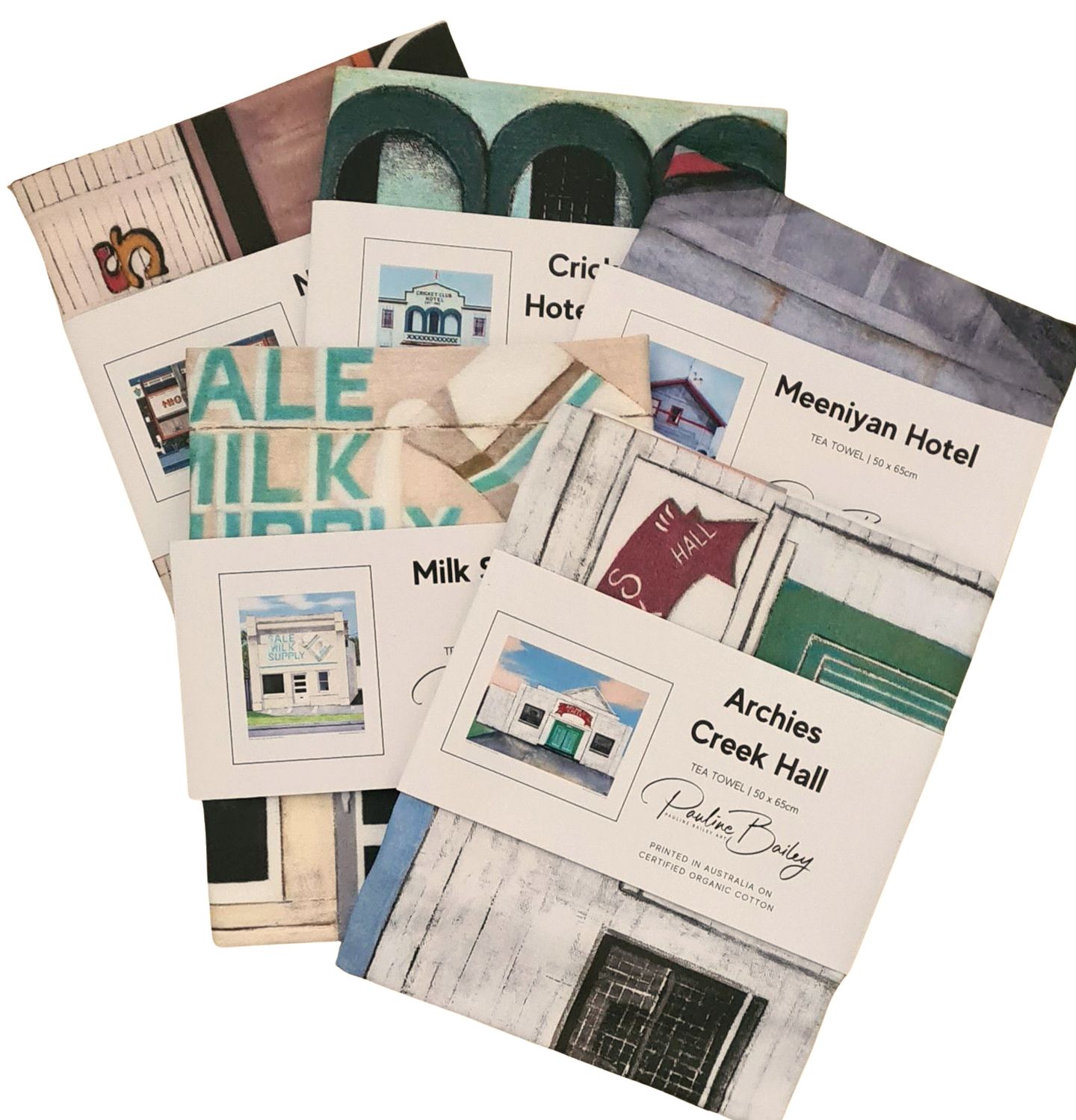 Tea towels - $30 each. Assorted designs. Custom printed, 100% cotton