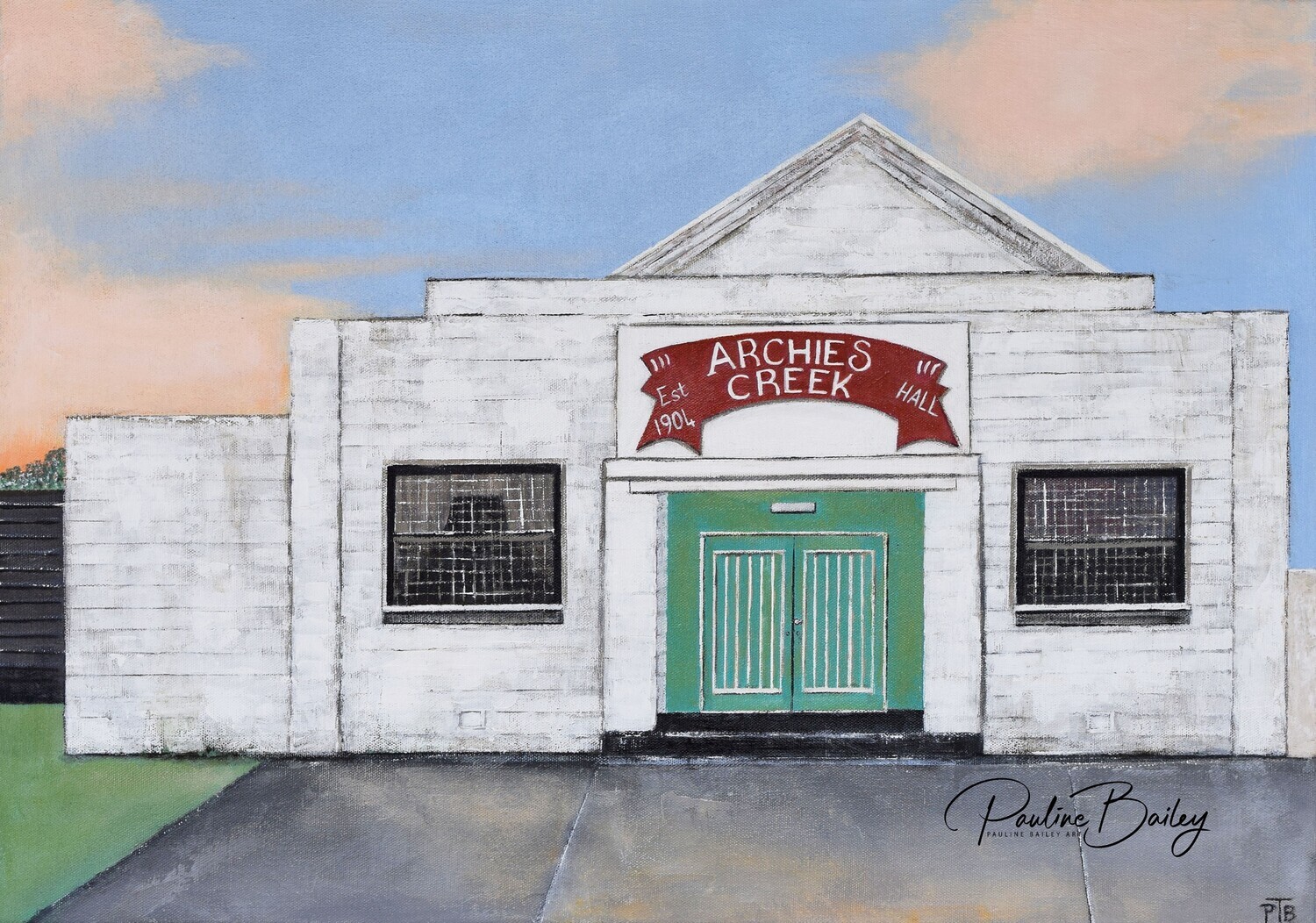 Original painting – Archies Creek Hall *On display at the Criterion Hotel, Sale (Pickup options in description)