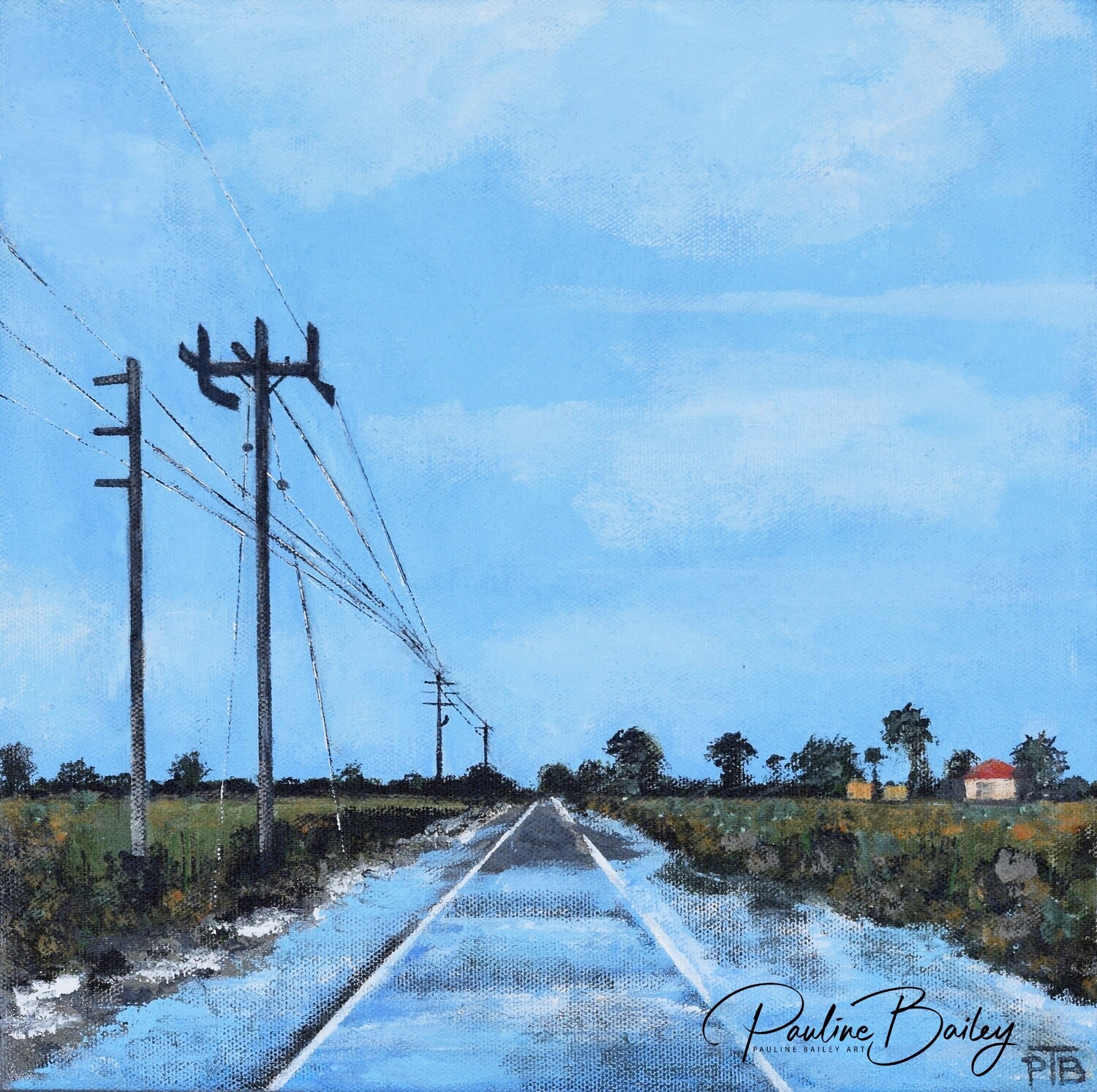 Original painting – Floodwater (Traralgon-Maffra Road)