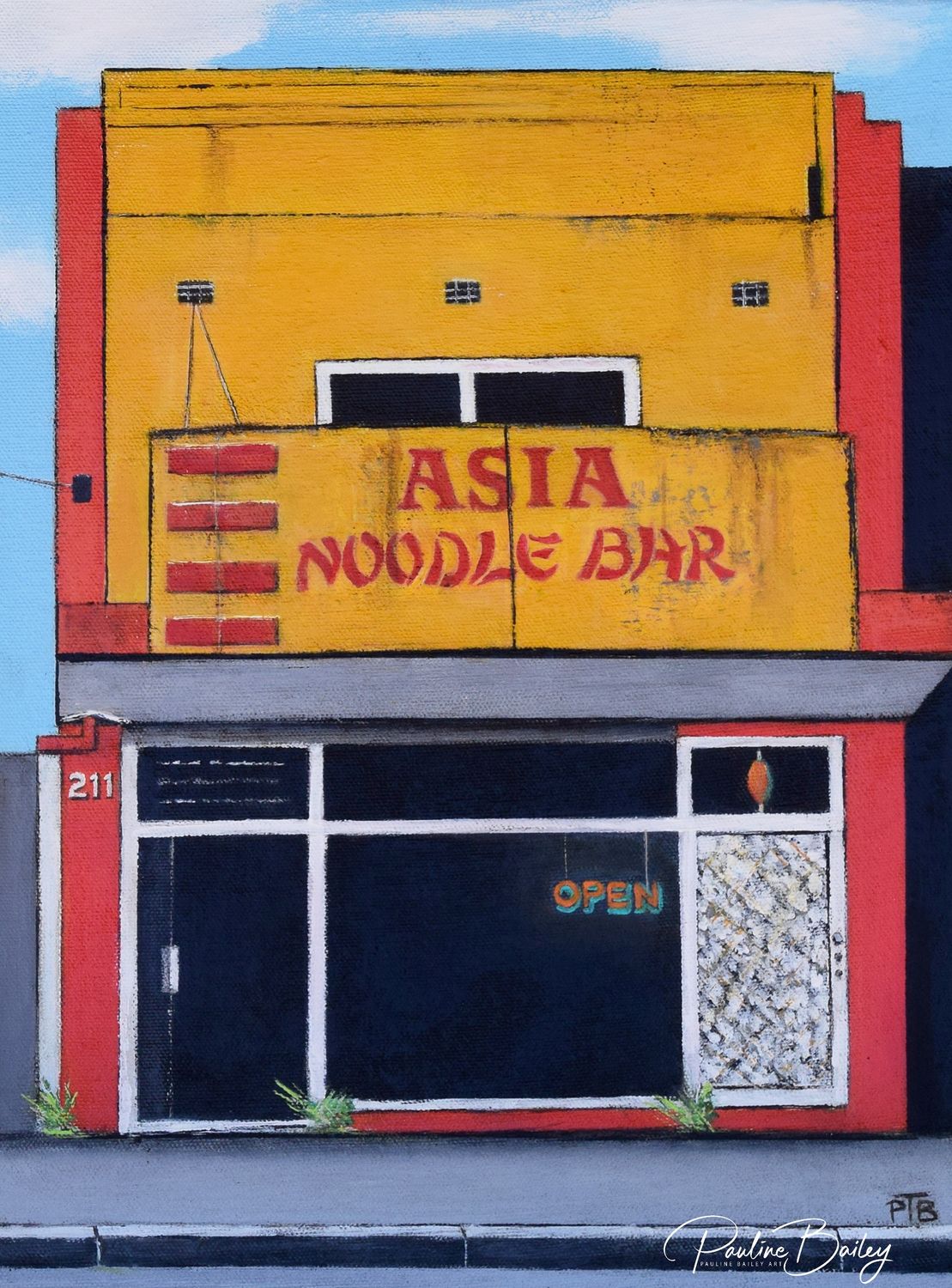 Original painting - Asia Noodle Bar, Morwell  *On display at the Brunswick Artists’ Bar (Pickup options in description)