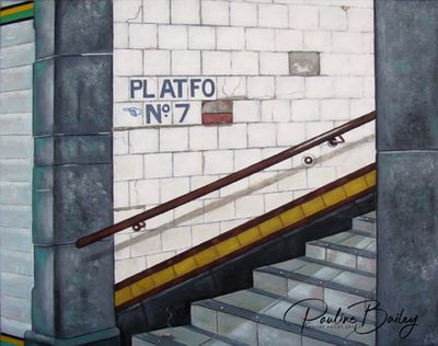 Tea Towel – Subway Platform 7. Organic Cotton, 50 x 65cm Tea Towel – Subway Platform 7. Organic Cotton, 50 x 65cm