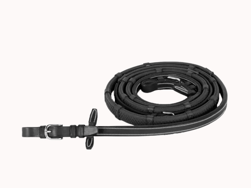 Rubber reins with stopper contact Black 