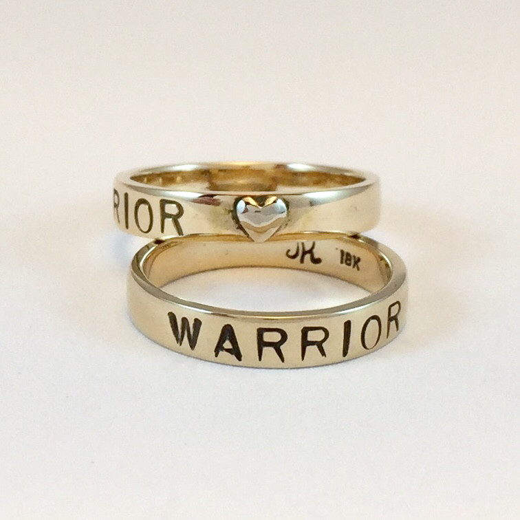 Warrior Ring 18k Royal yellow gold with white gold heart 4mm (thin) band