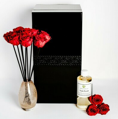 MelroseFields Art Glass Red Rose Reed Diffuser Kit