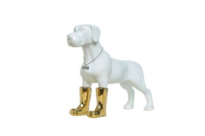 Dog with Gold Boots Bank - 9.25" tall