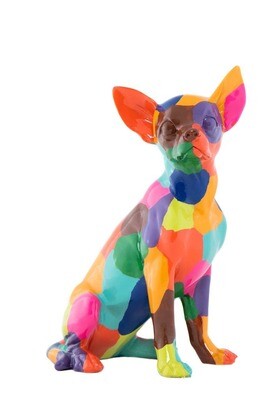 Hand Painted Artist Multi Color Artist Chihuahua 10" tall