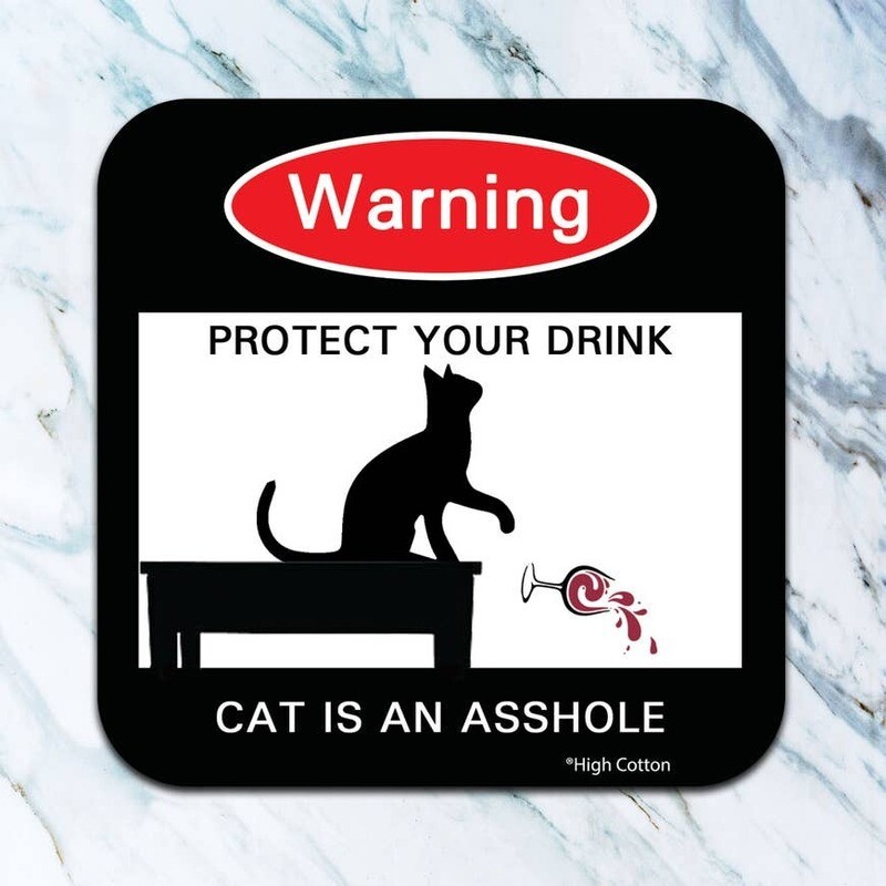 Warning Protect Your Drink Cat Coaster