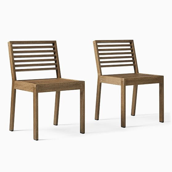 Santa Fe Slatted Wood Dining Chairs x2