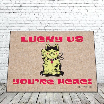 Lucky Us You're Here! doormat