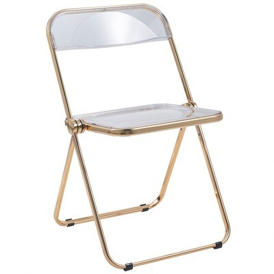 Acrylic Folding Chair With Gold Metal Frame