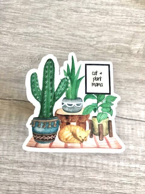 Cat &amp; Plant Mama Sticker | Vinyl Sticker Waterproof