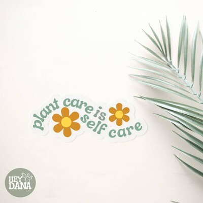 Retro Plant Care is Self Care Clear Vinyl Sticker