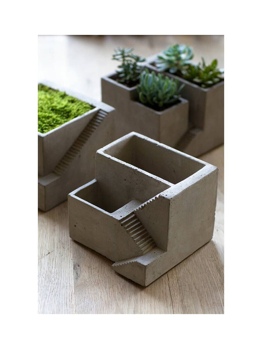 Cement Architectural Cube Planter II
