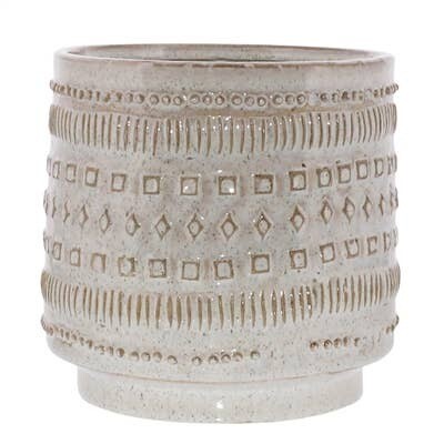 Peru Cachepot, Ceramic - Lrg - White