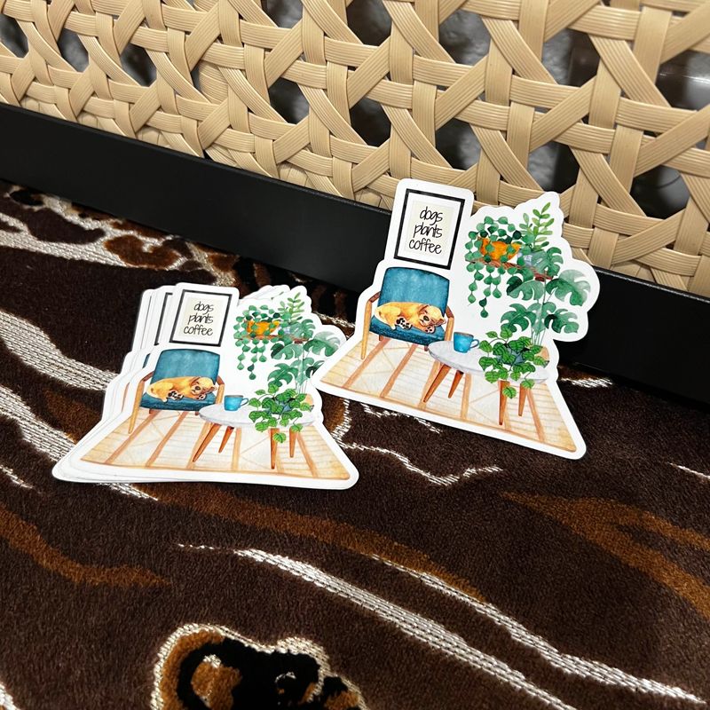 Dogs Plants Coffee Vinyl Sticker