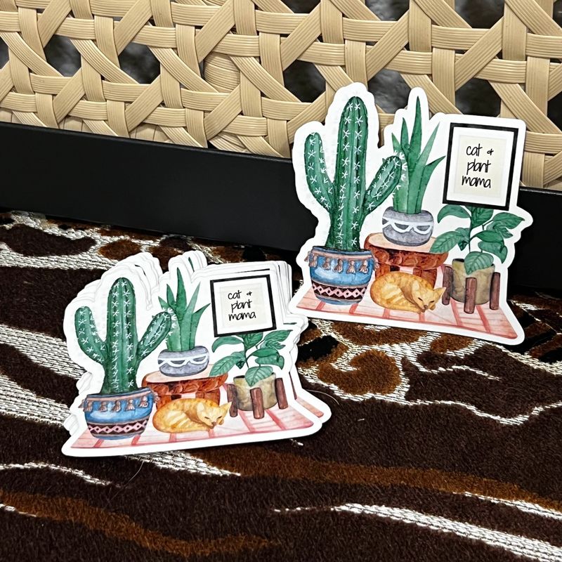 Cat &amp; Plant Mama Vinyl Sticker