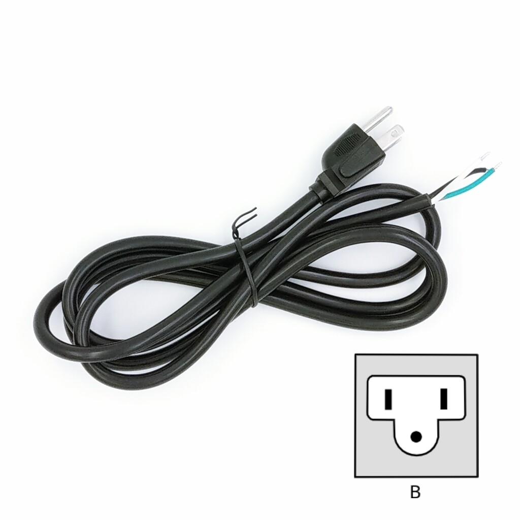 Power Cord, AC Power Plug, Type B, USA, NEMA 5-15 grounded